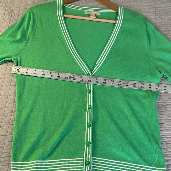 Preppy Chic! Banana Republic Green Tipped Cardigan - Picture 6 of 8